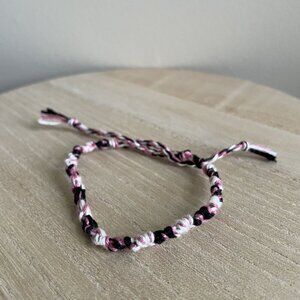 Handmade Marion Woven Friendship Bracelet OS Pink White Women Cotton Tie
